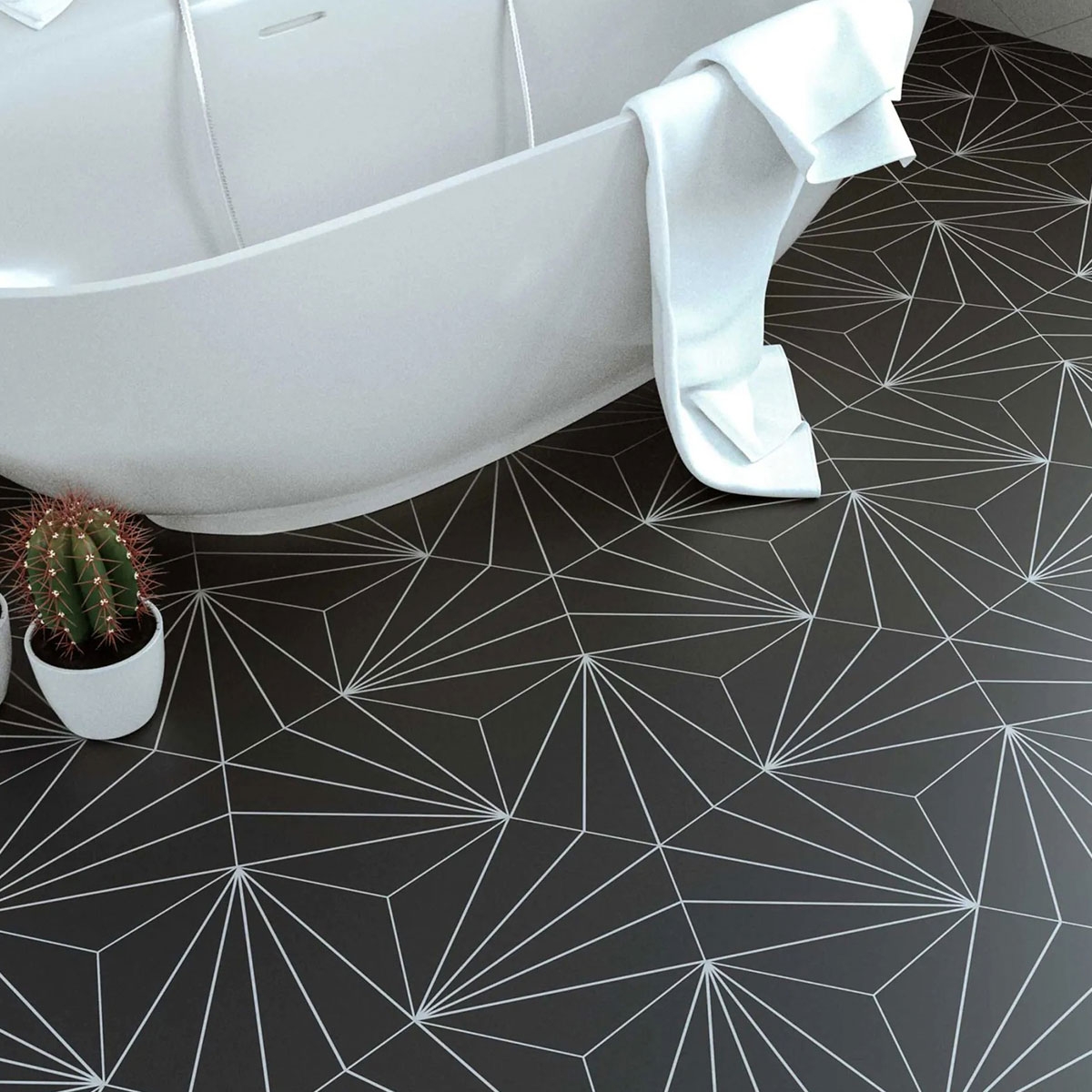 Casa de banho com chão Venus Black 28,5x33 (Caixa 1m2)