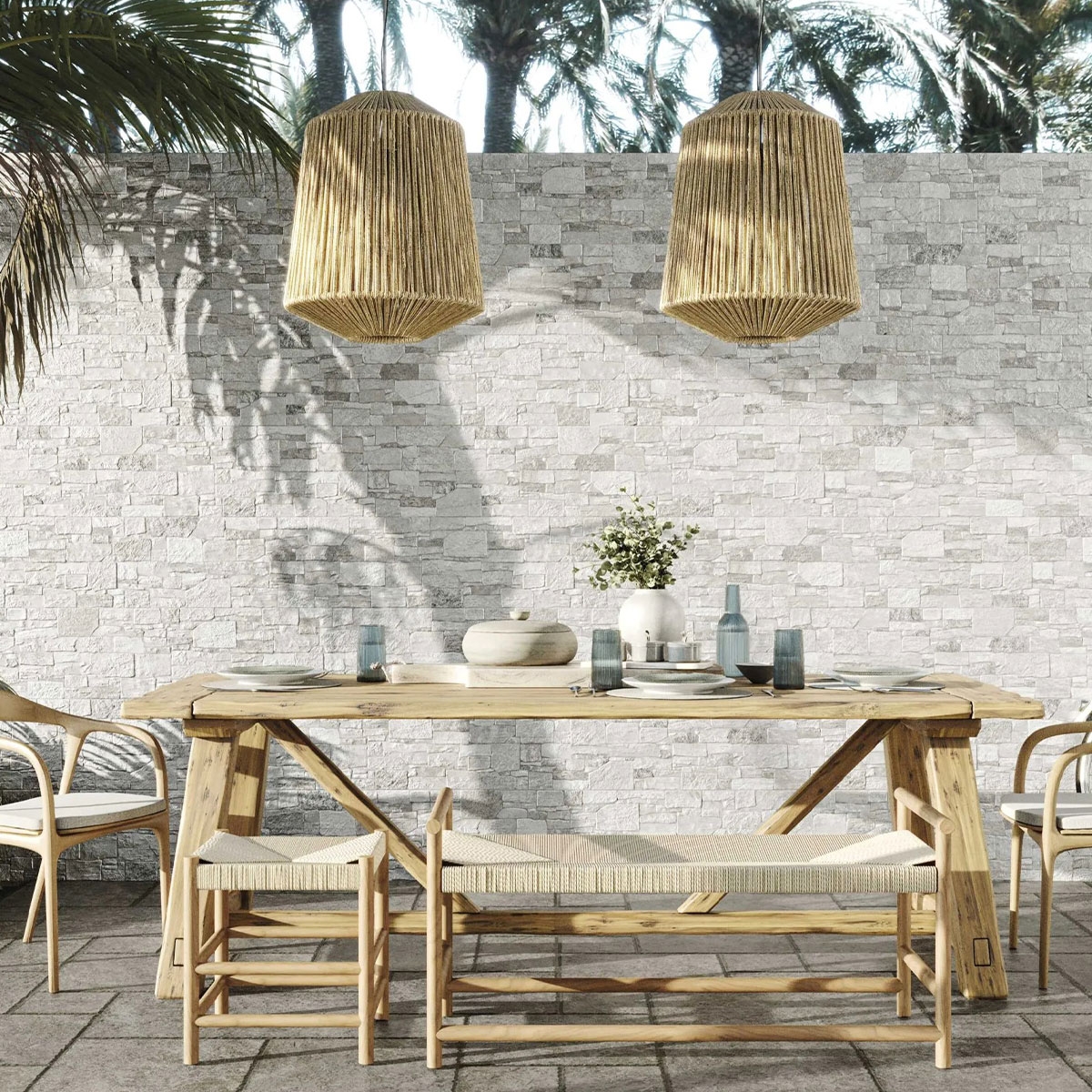 Extérieur avec revêtement Stones Grey 31x56 (Boîte 1,21m2)