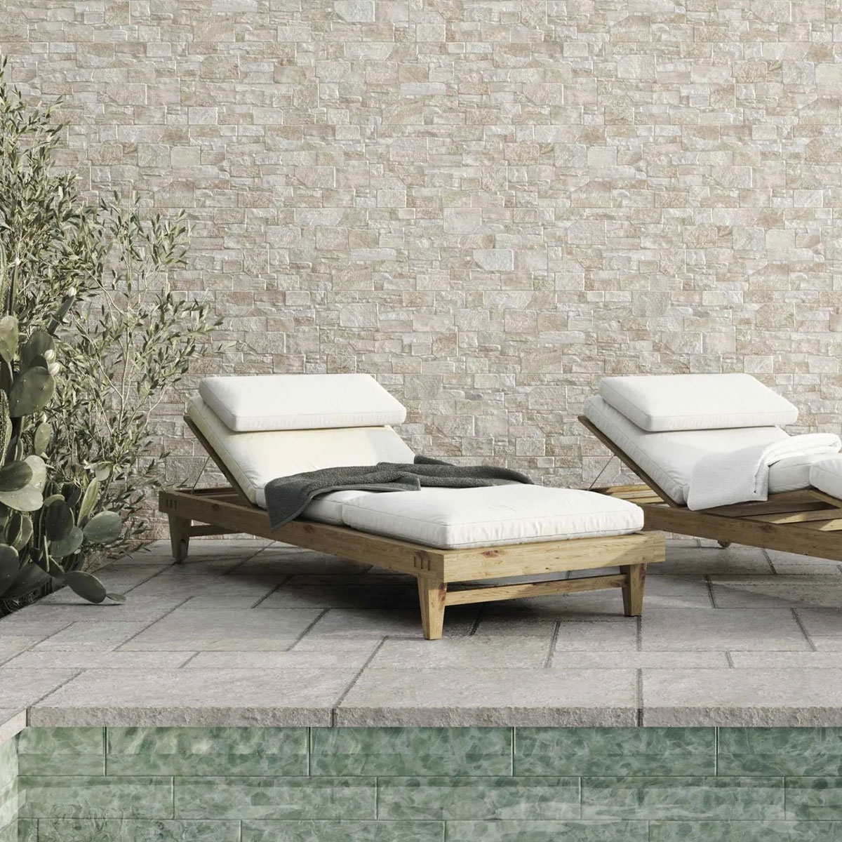 Exterior con Revestimiento Stones Beige 31x56