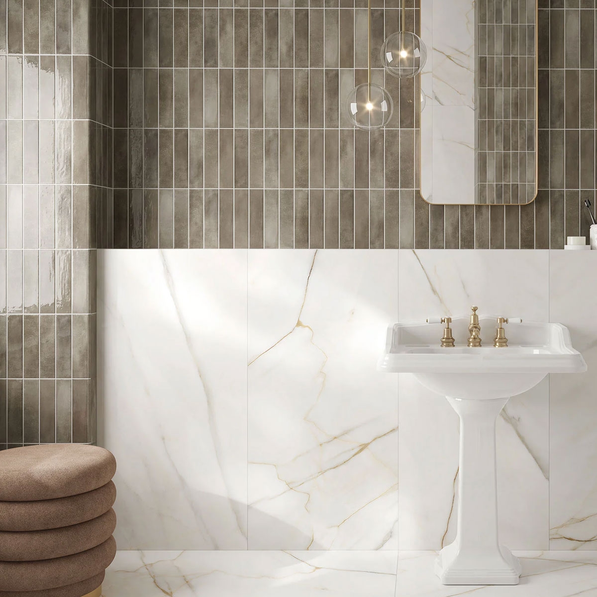 Baño con revestimiento Imagine Taupe 6x25 (Caja 0.48m2)