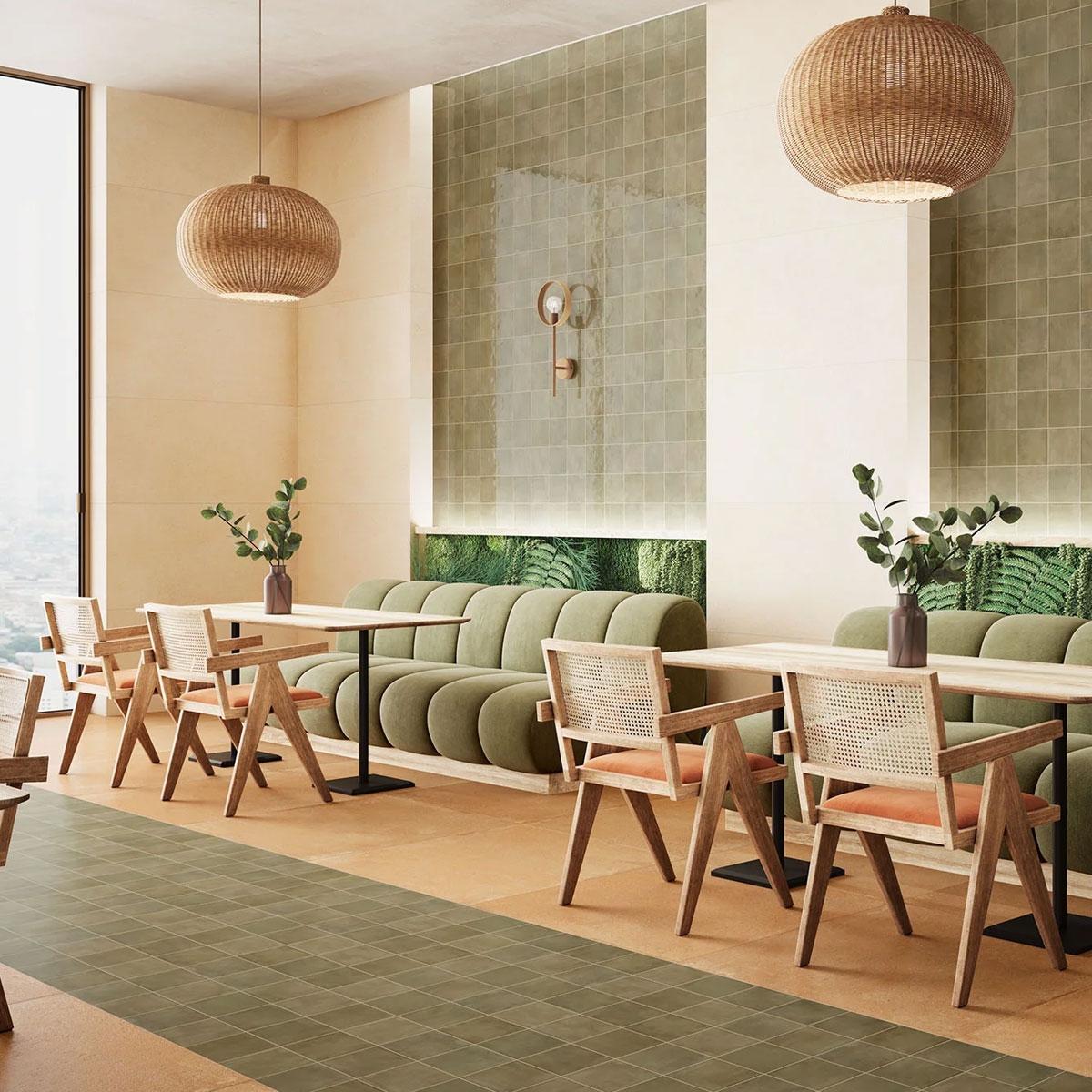 Interior con revestimiento Imagine Olive 6x25