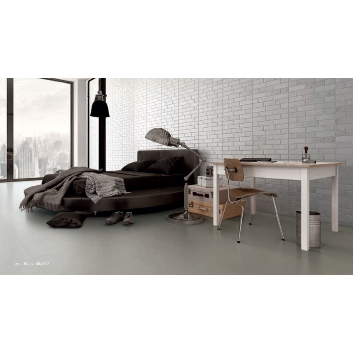 Quarto com pavimento Lyon Blanc 45x45