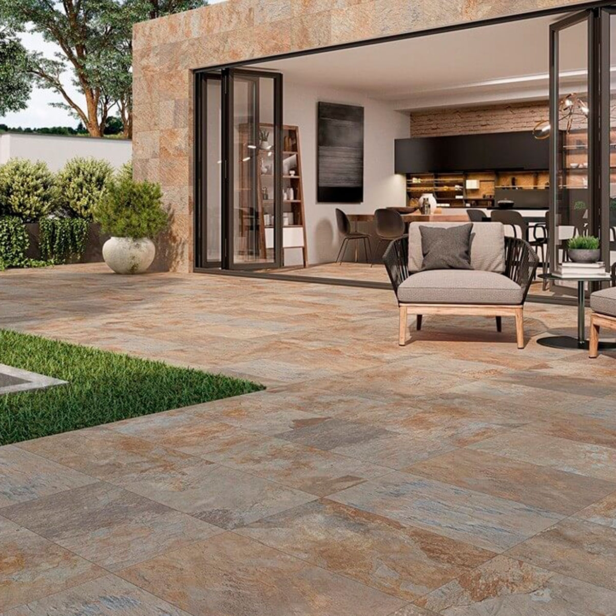 Exterior con revestimiento Ardesia Ocre Antideslizante 40,8x66,2 (Caja 1,08m2)