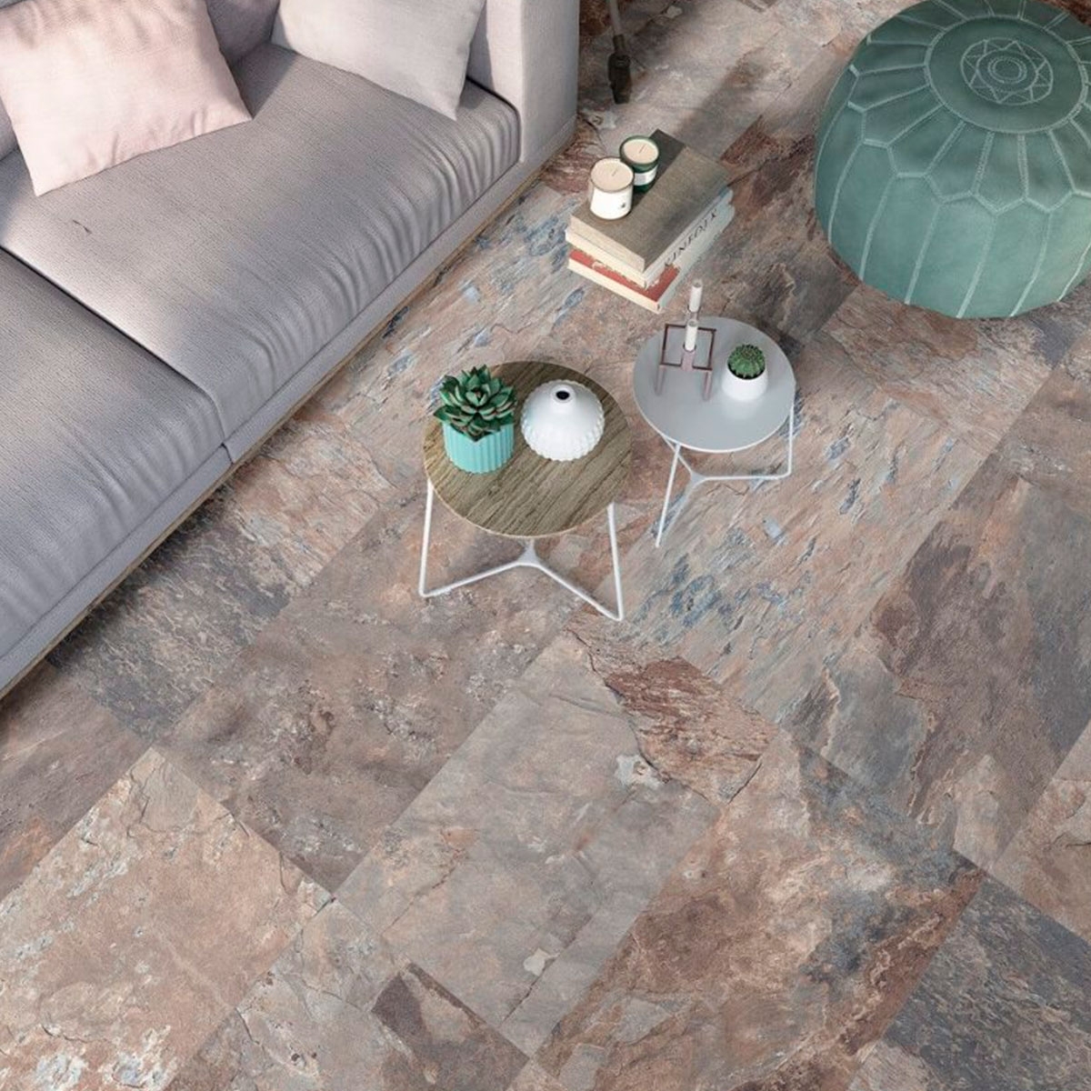 Interior com pavimento Ardesia Gray 40,8x66,2 (Caixa 1,08m2)