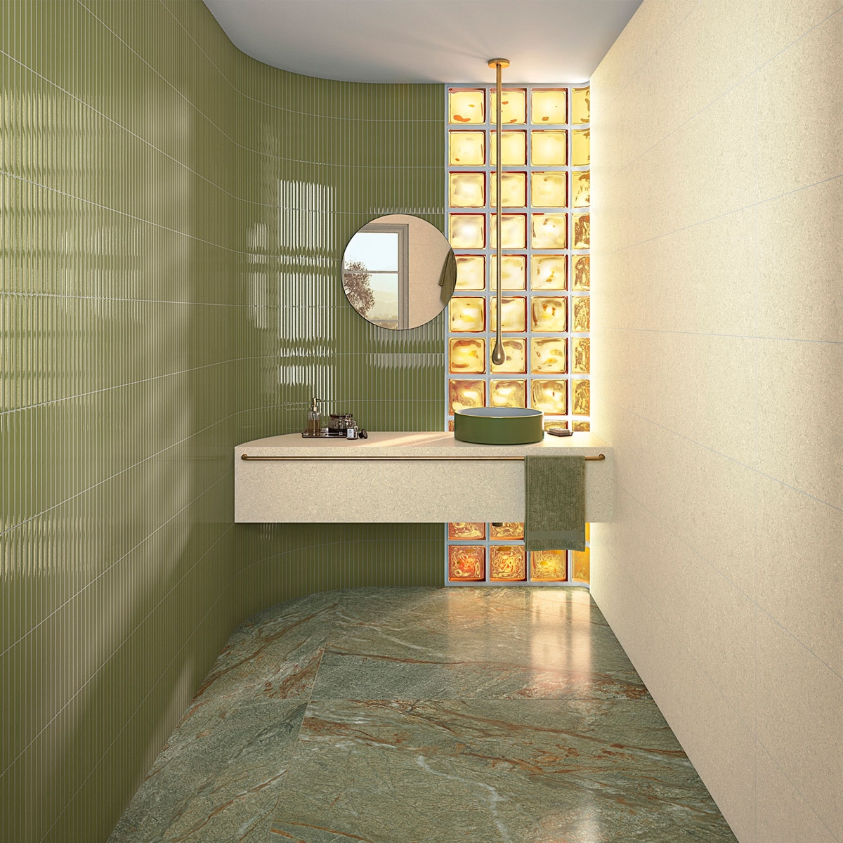 Ambiente de revestimento com Waikiki Green-B 23x33.5