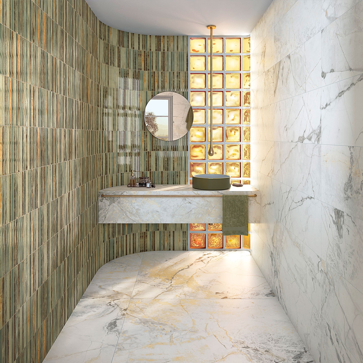 Ambiente con revestimiento Nalu Jade 23x33,5