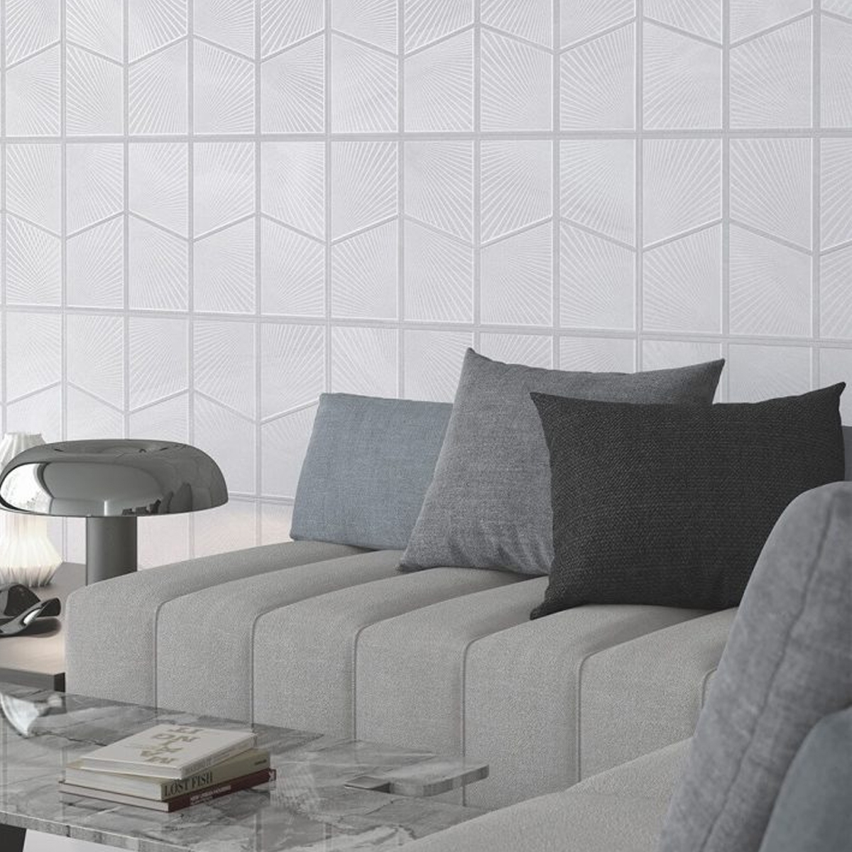 Sala con Revestimiento Austral Mural Blanco 32×62,5