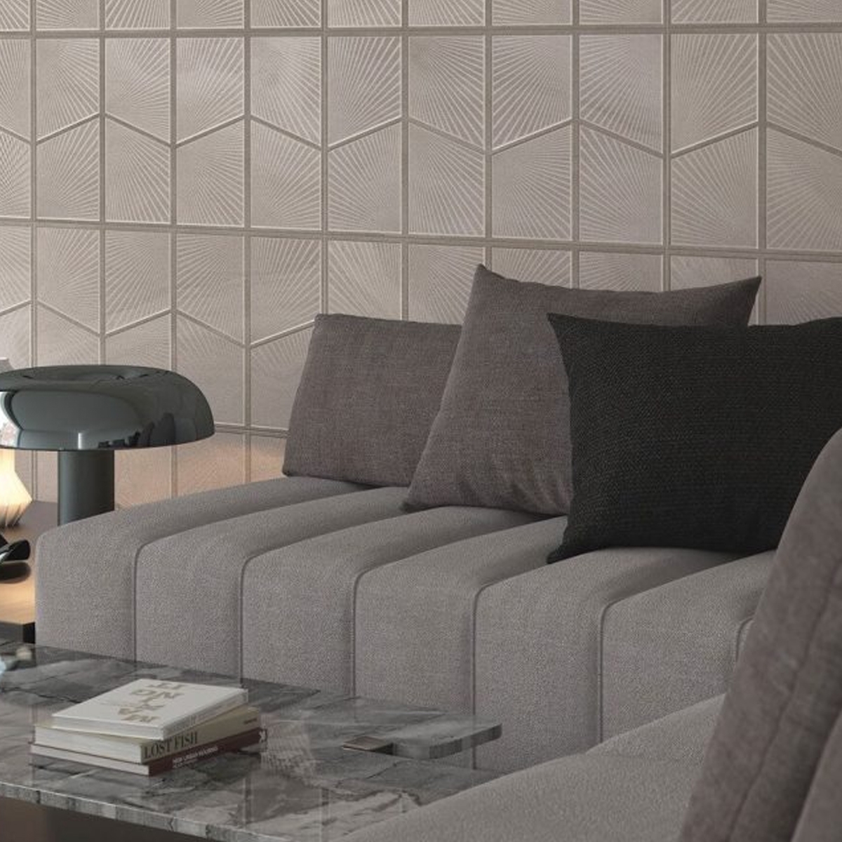 Salle avec revêtement mural naturel austral 32×62.5