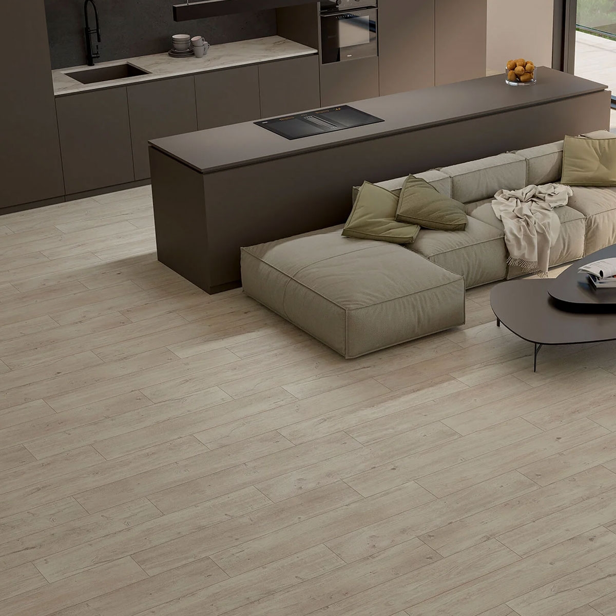 Interior com pavimento Irati Arce 20x120