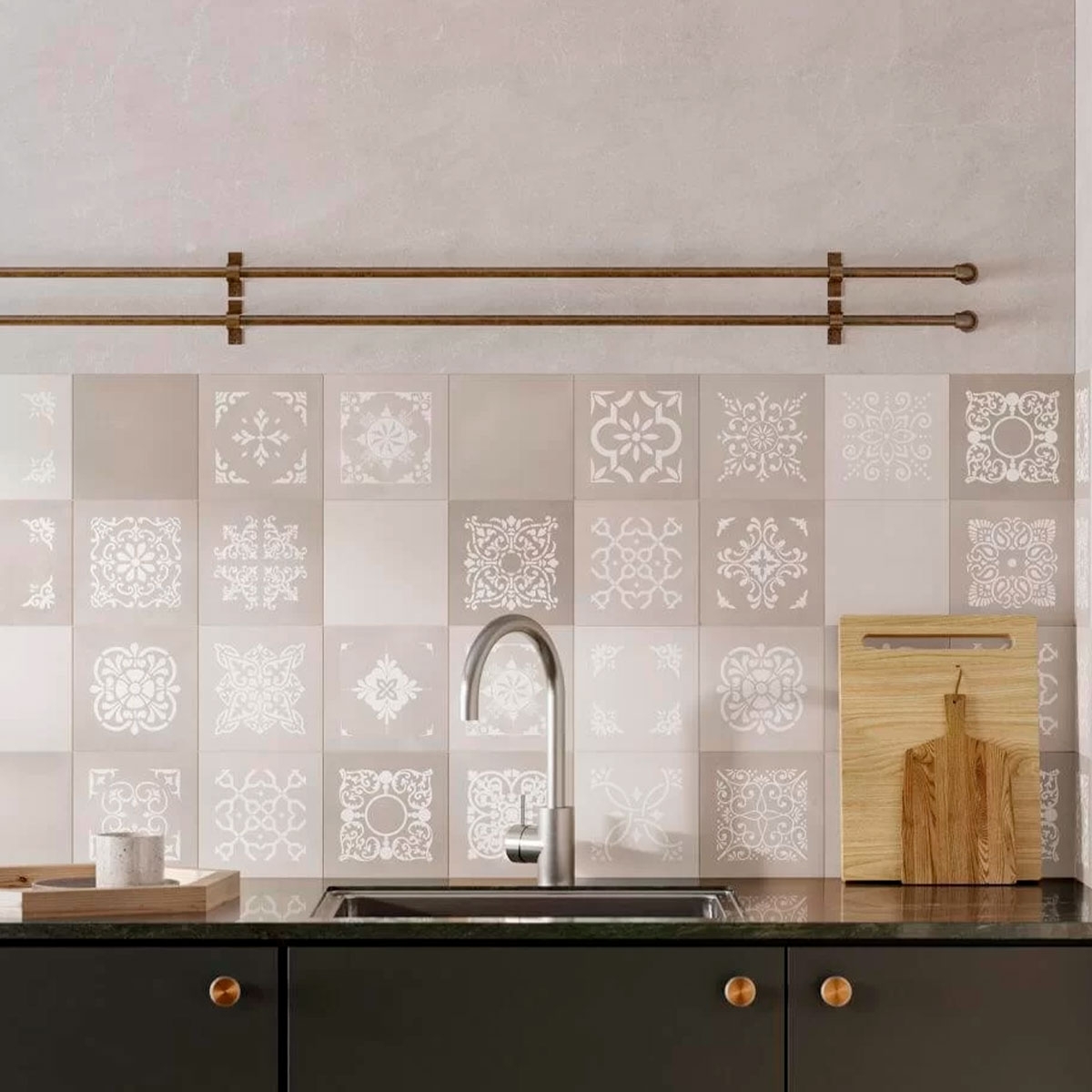 Cozinha com revestimento Delice Almond Taco 16,5x16,5 (Caixa 0,55m2)