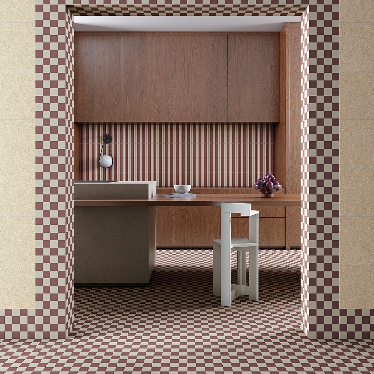 Ambiente con Makai Burdeos 20x20
