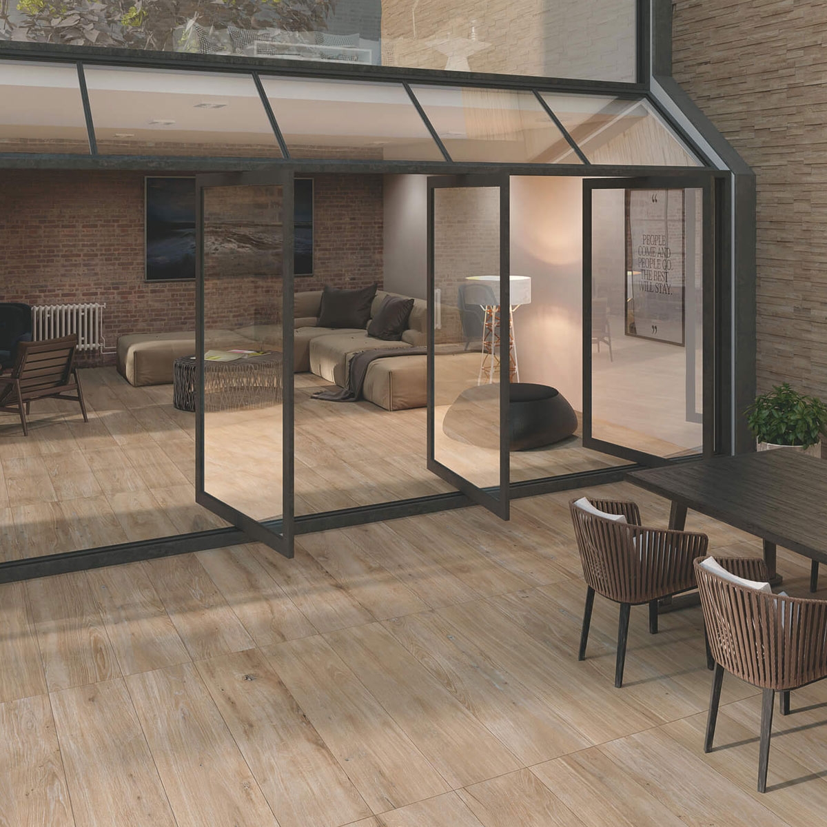 Interior com pavimento Heritage Teak 30x120