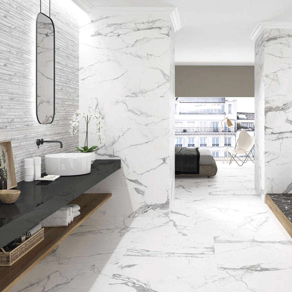 Baño con revestimiento Q Le Blanc 40x120