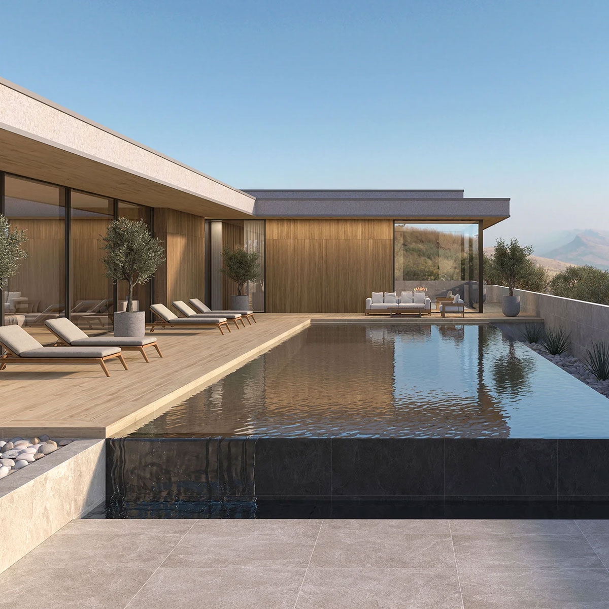 Exterior con pavimento Michigan Maple Antideslizante 20x120