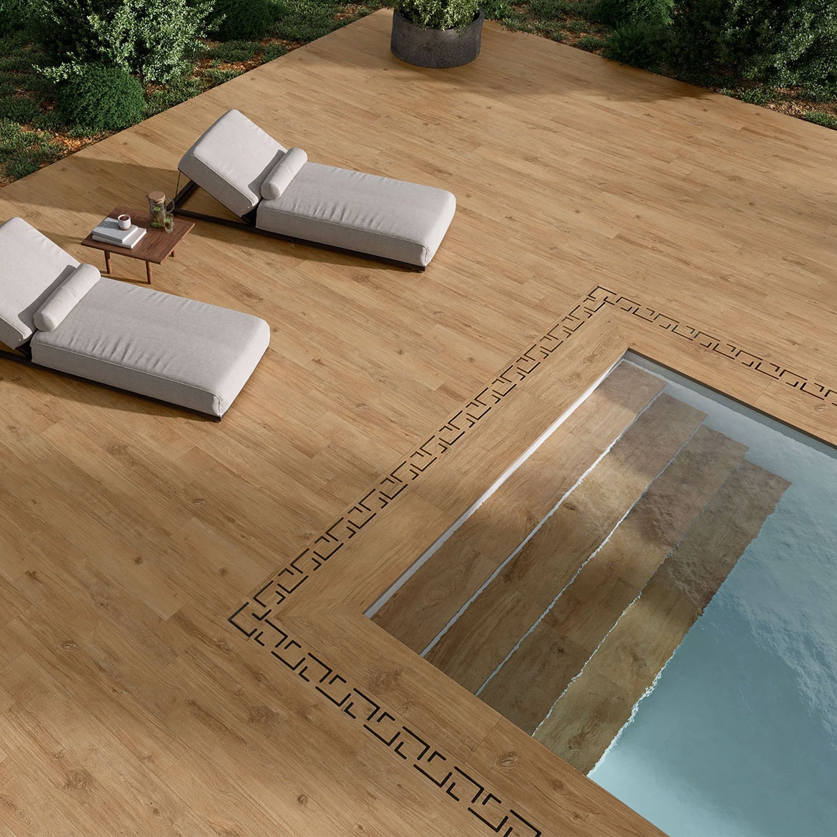 Exterior con pavimento Michigan Oak Antideslizante 20x120