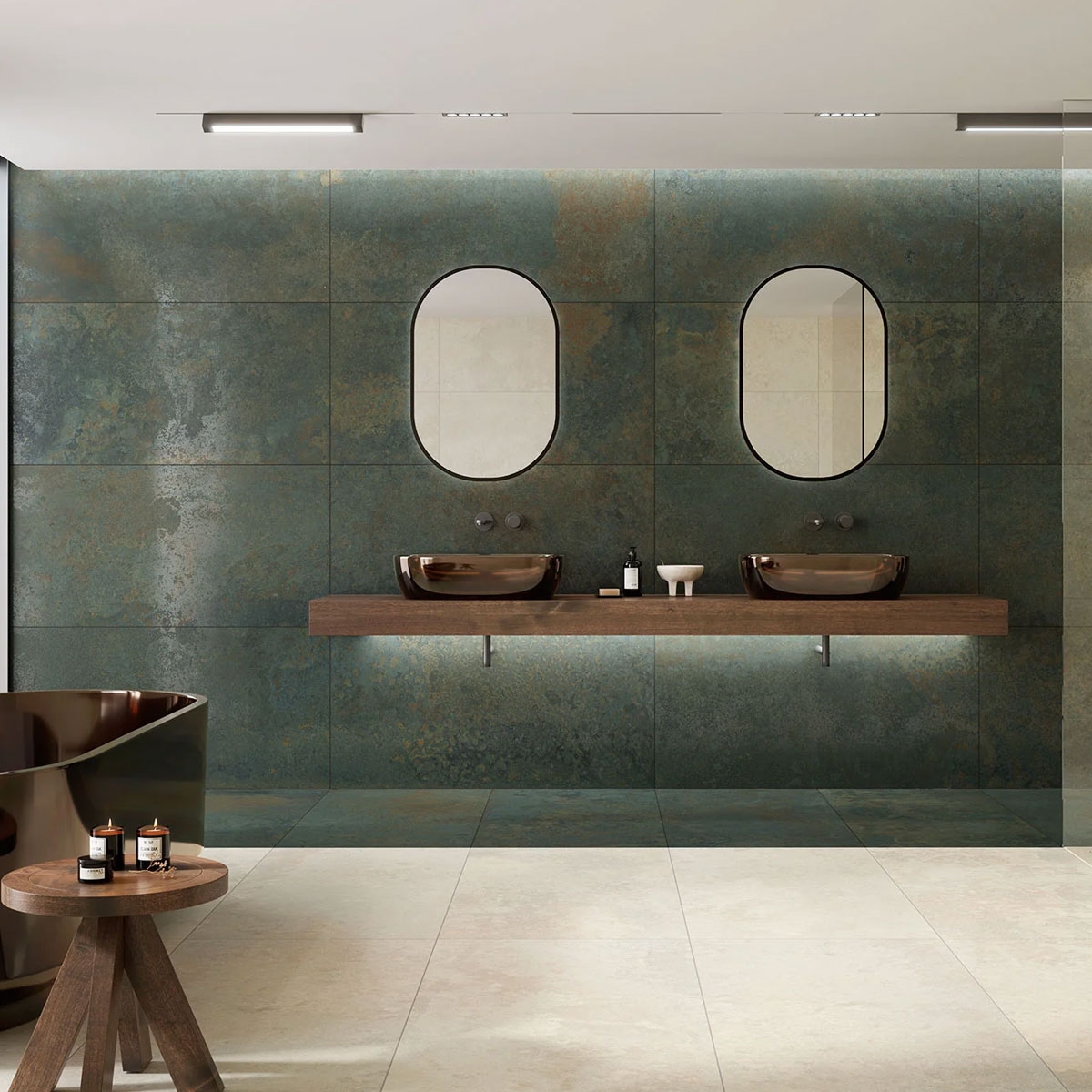 Baño con revestimiento Mine Green 60x120