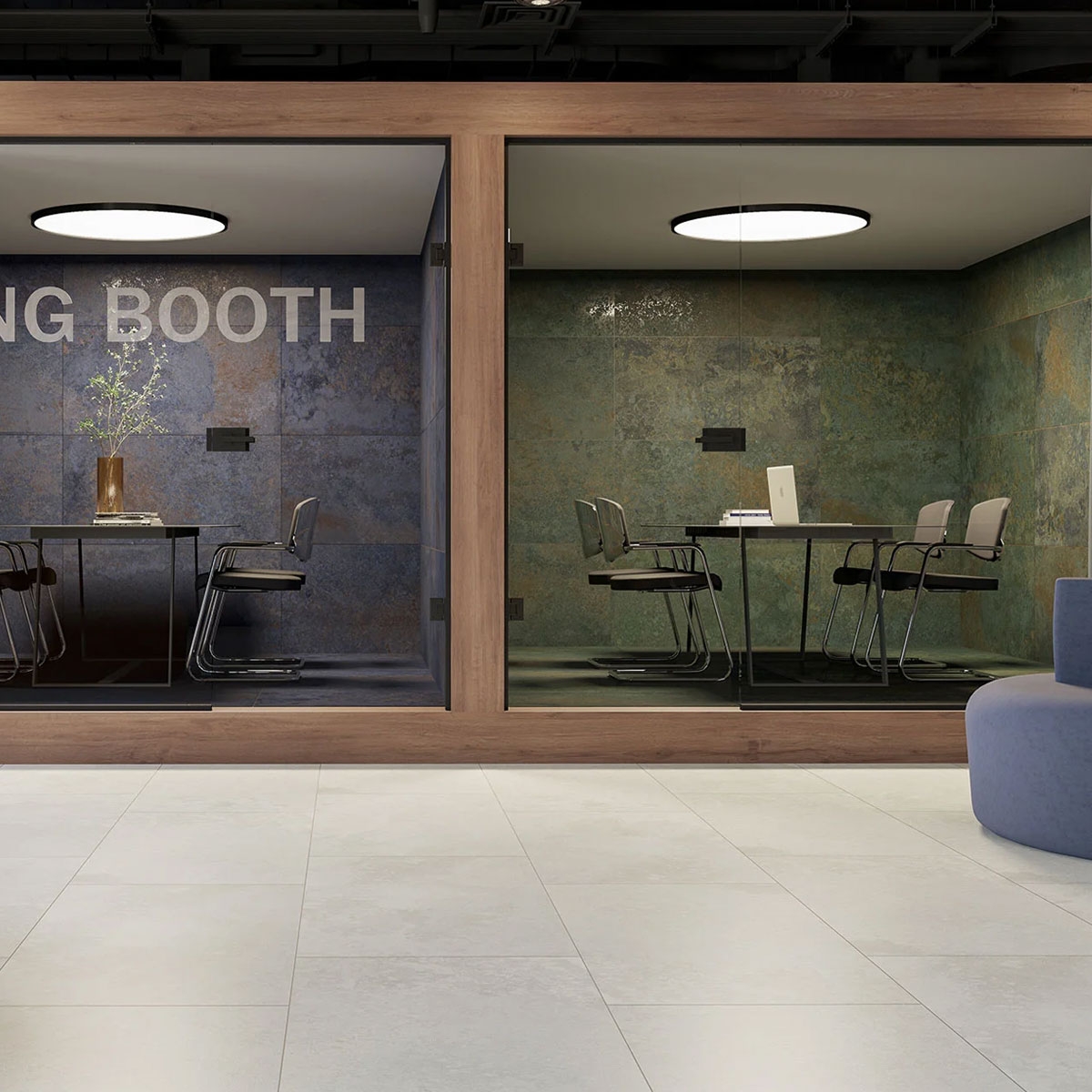 Interior con revestimiento Mine Green 60x120