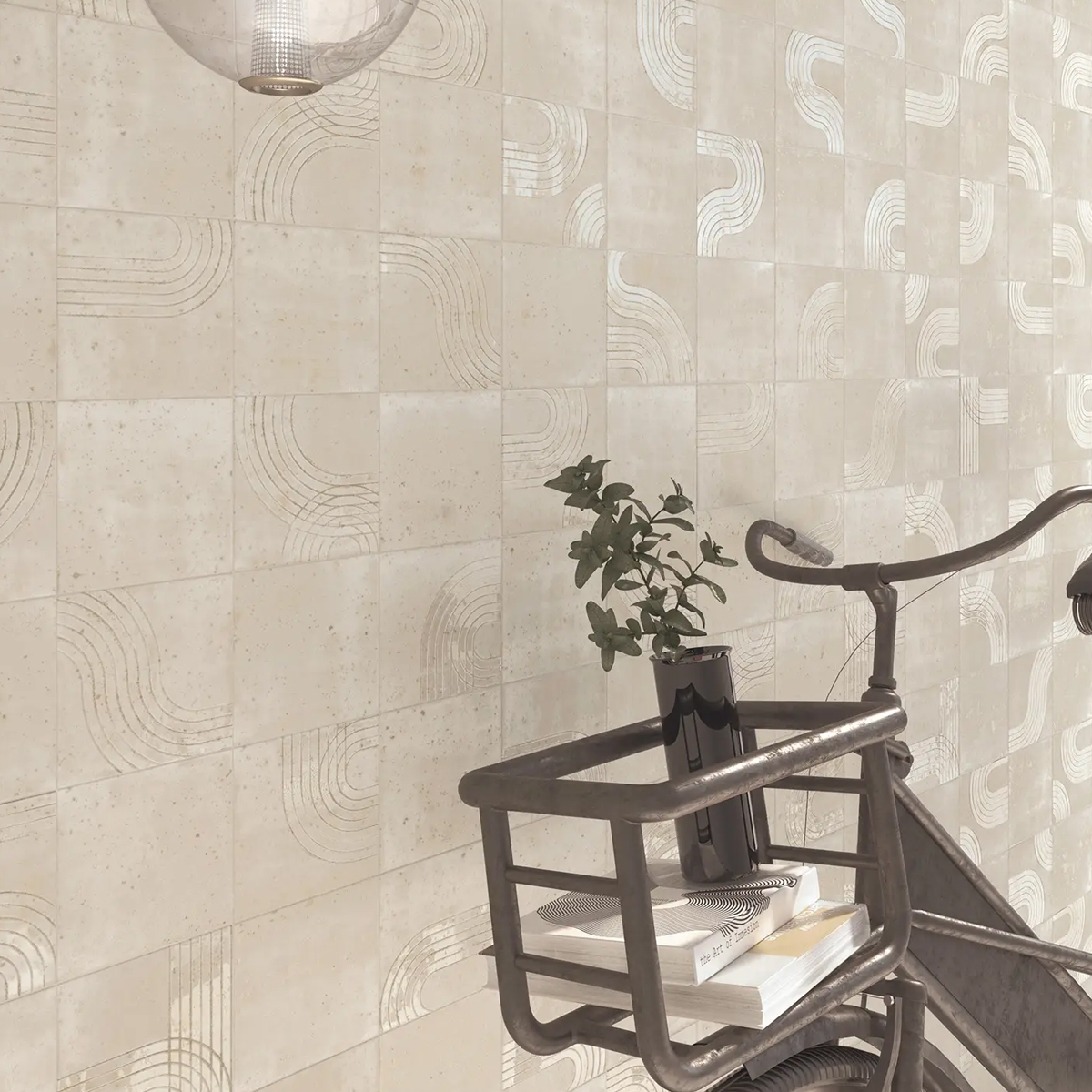 Interior con Revestimiento Enso Wabi Ivory 12,5x12,5