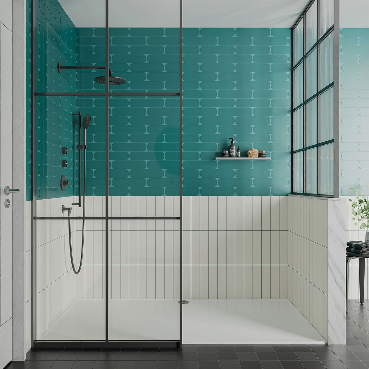 Baño con Revestimiento Grace O Teal 7,5x30