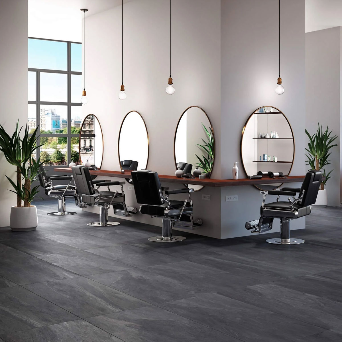 Interior con pavimento Mustang Black 60x120 (Caja 1.44m2)