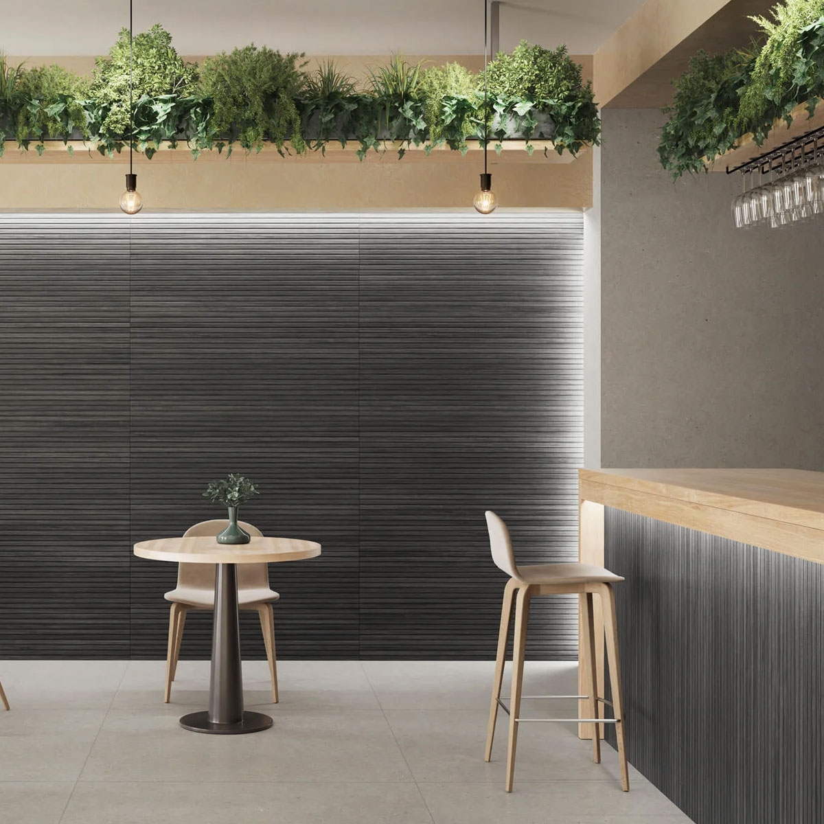 Interior con revestimiento Osaka Black 60x120