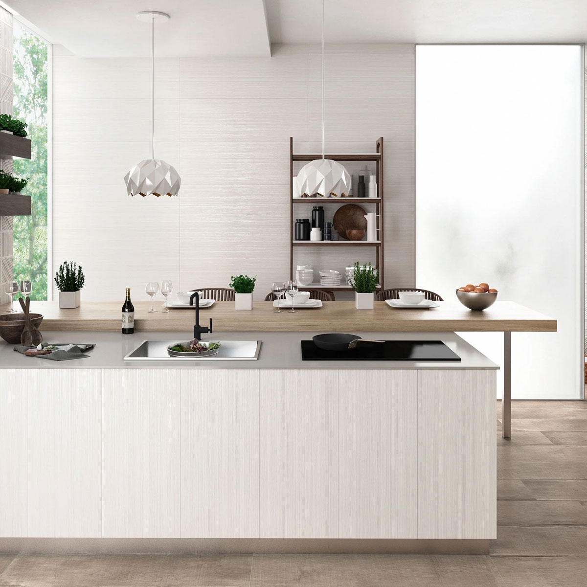 Interior con revestimiento Q Lines White 40x120