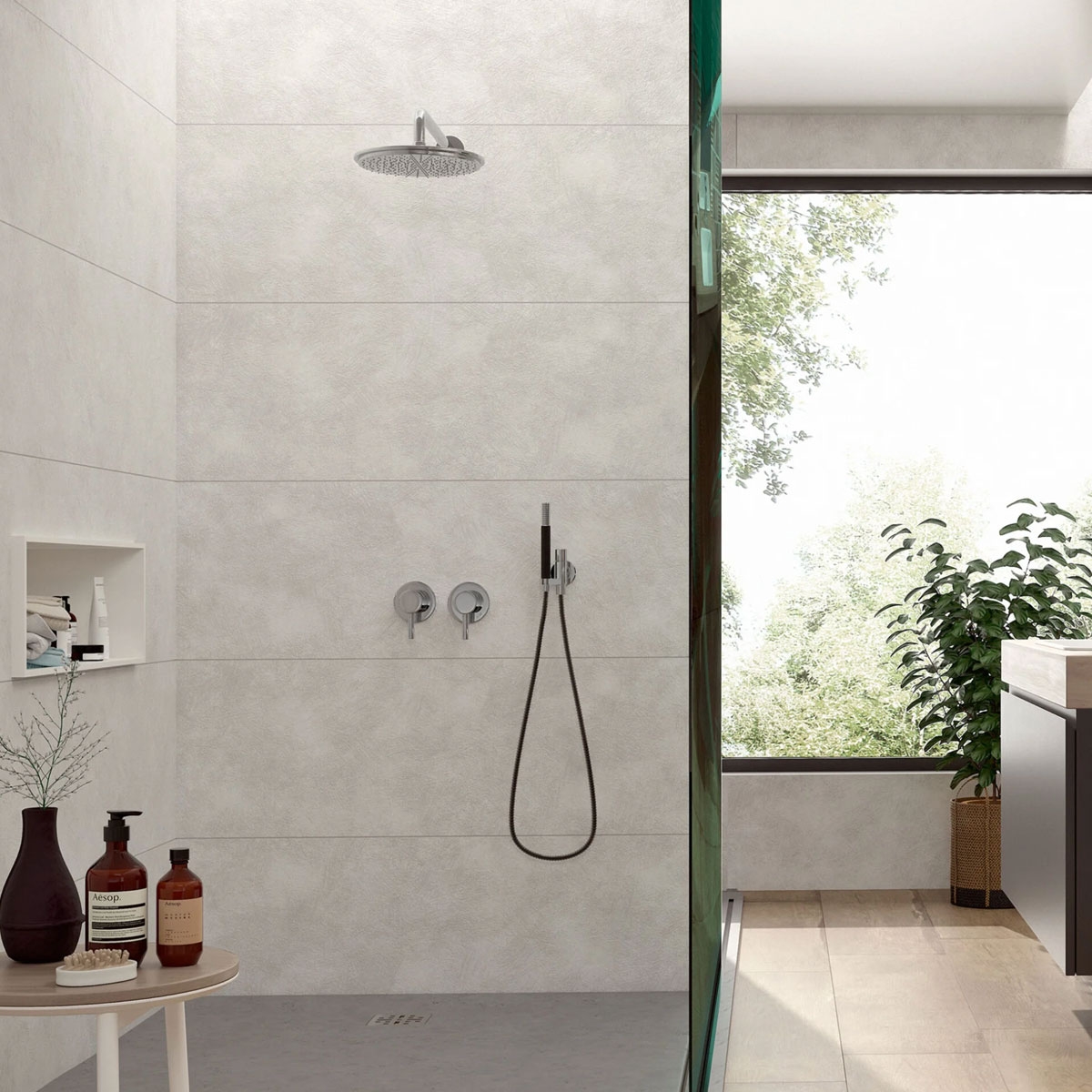 Baño con revestimiento Q Lines Sand 40x120