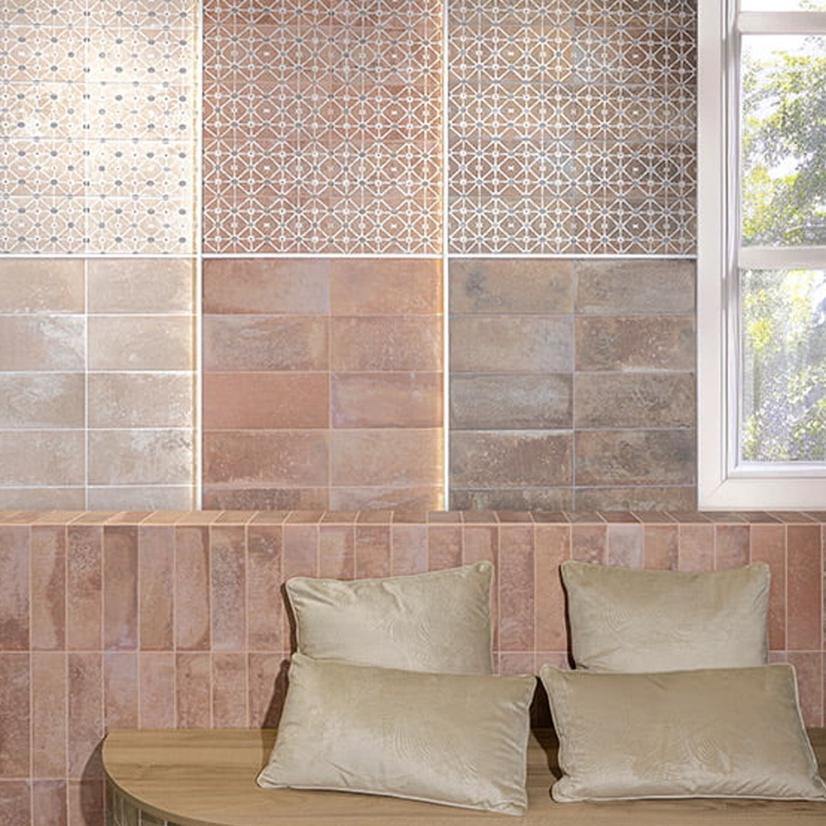 Interior con Revestimiento Argile Decor Terra 15x30