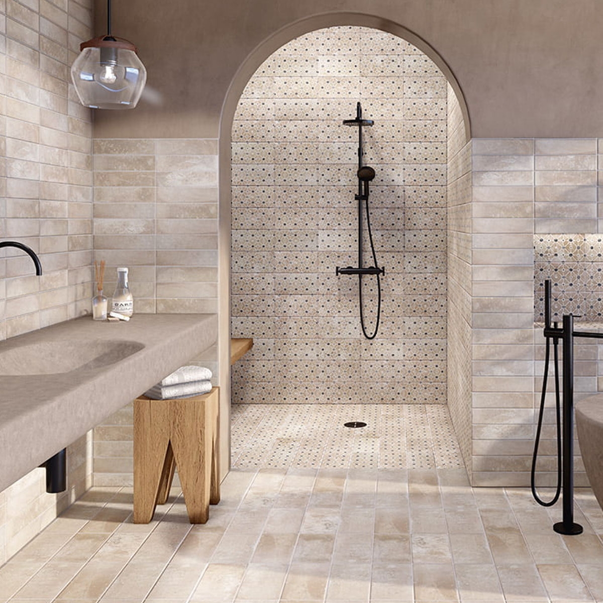 Ducha con Revestimiento y Pavimento Argile Decor White 15x30