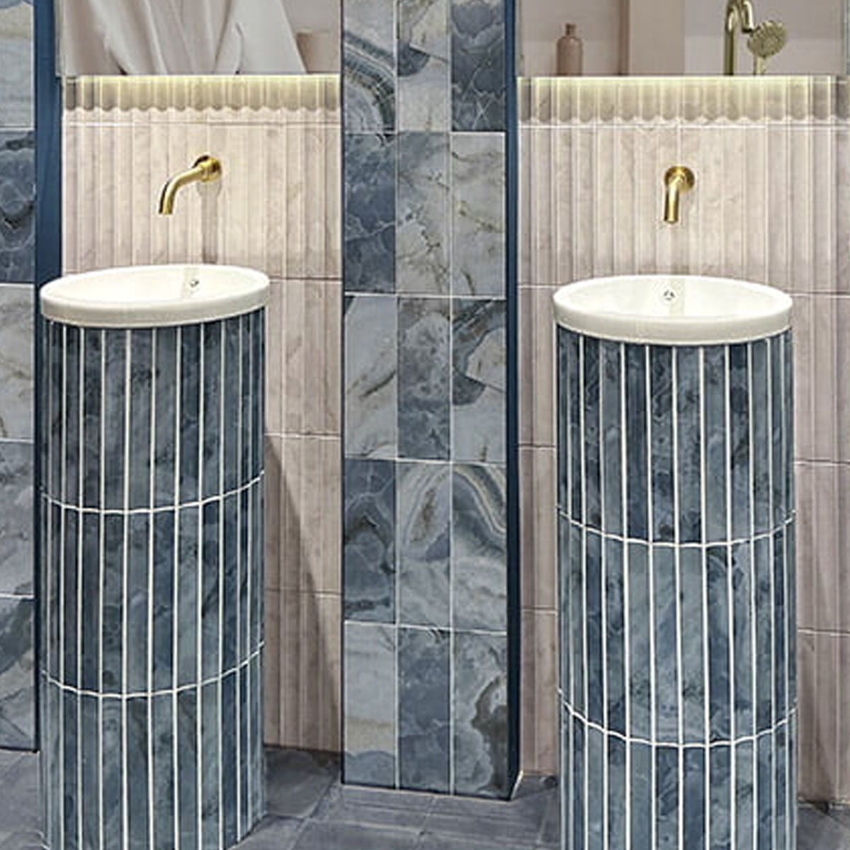 Baño con Revestimiento Chloe Wave Aqua 15x30