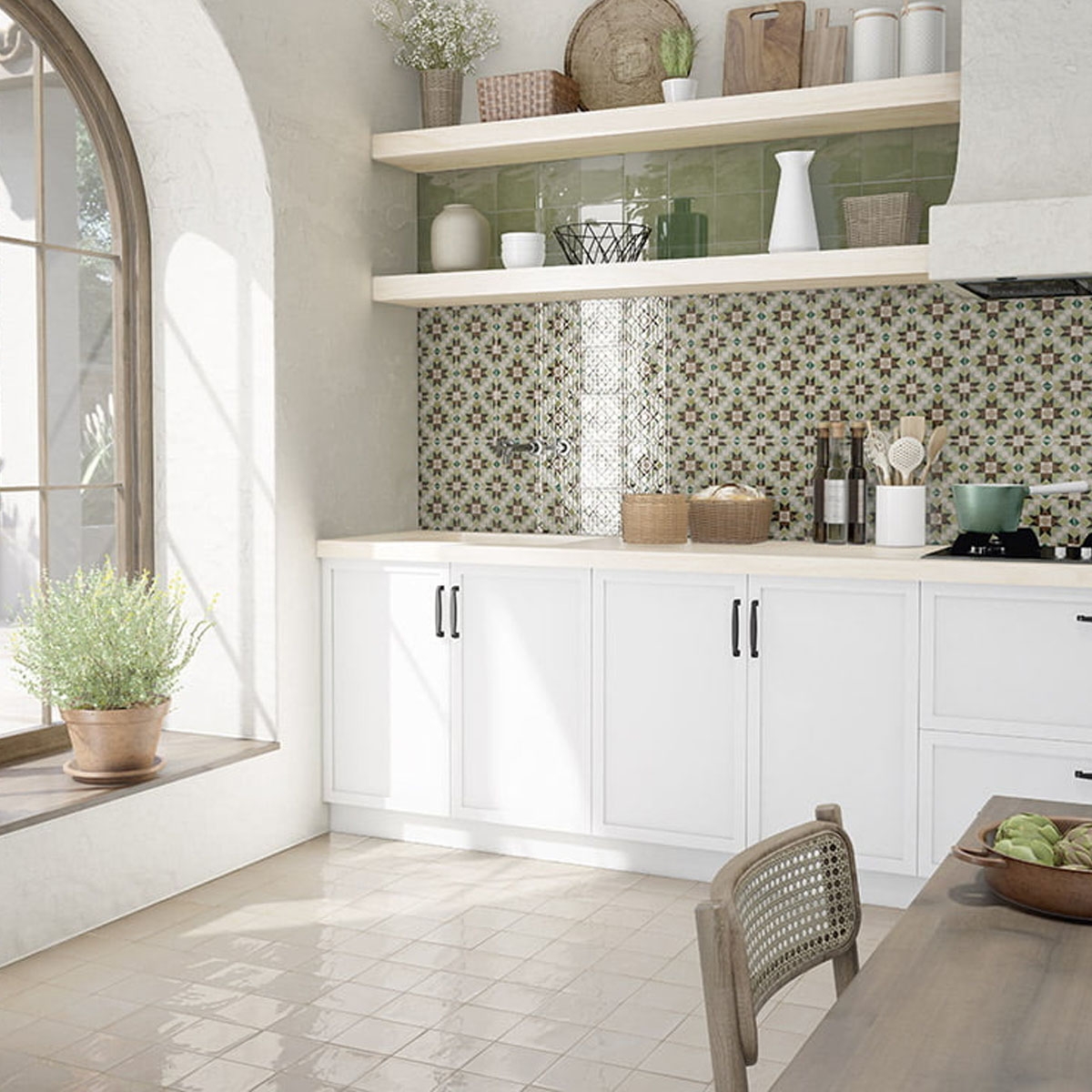 Cocina con Pavimento Marrakech Silver 15x15