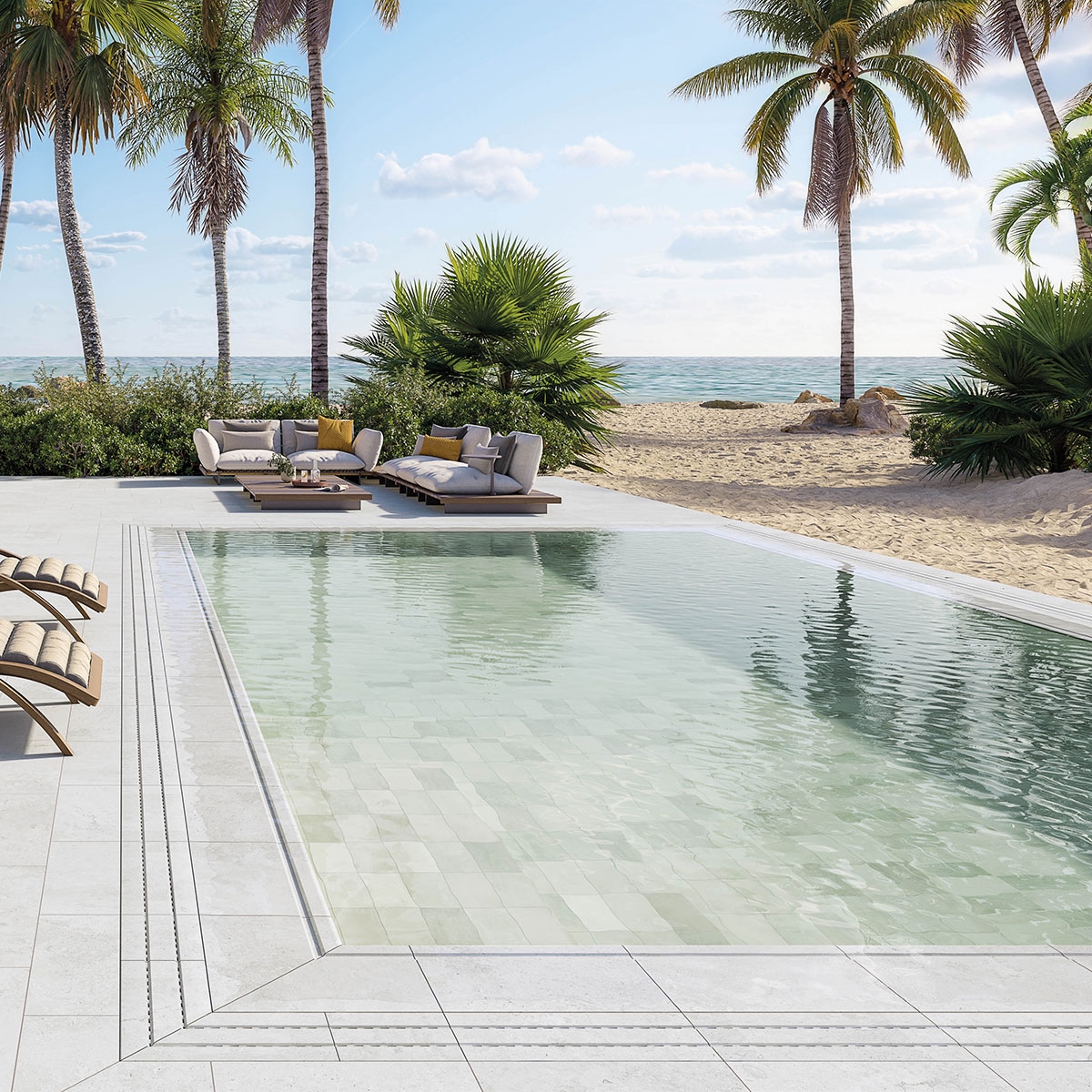 Piscina con pavimento y revestimiento Mizu Midori Antideslizante 11,5 x 23