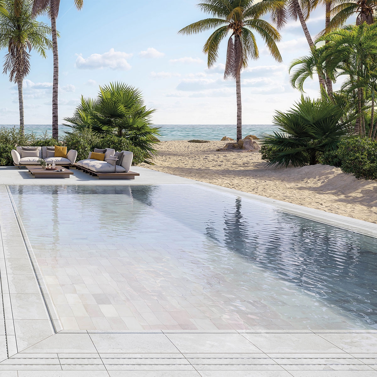 Exterior con pavimento y revestimiento Mizu Shiro Antideslizante 11,5 x 23 2