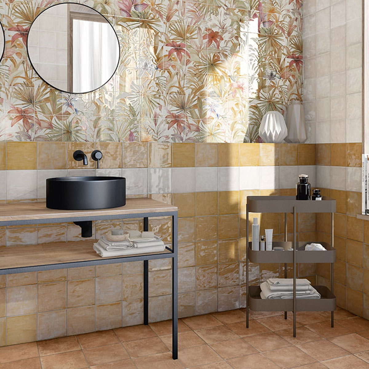 Baño con Revestimiento Mahon Ocre 15x15