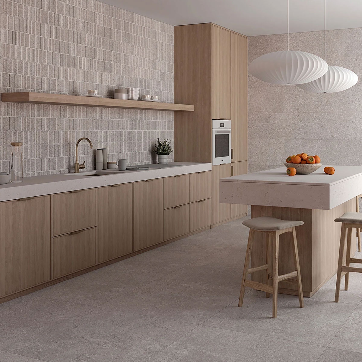 Interior con revestimiento Q Kazan Sand 40x120