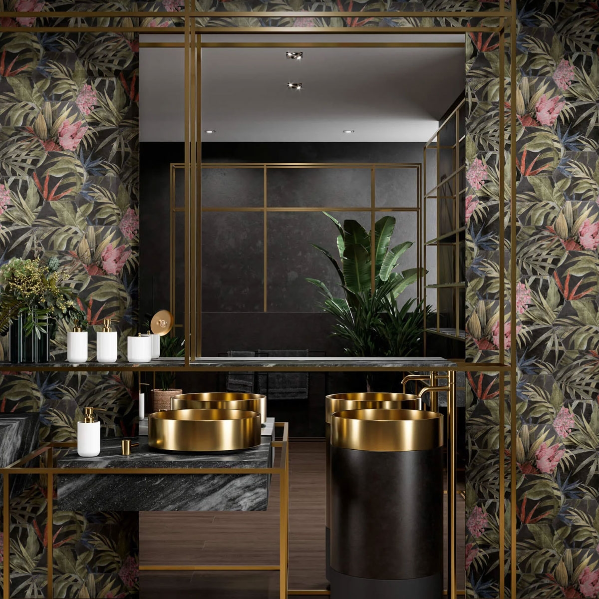 Baño con revestimento Saona Aruba Lava 23x27