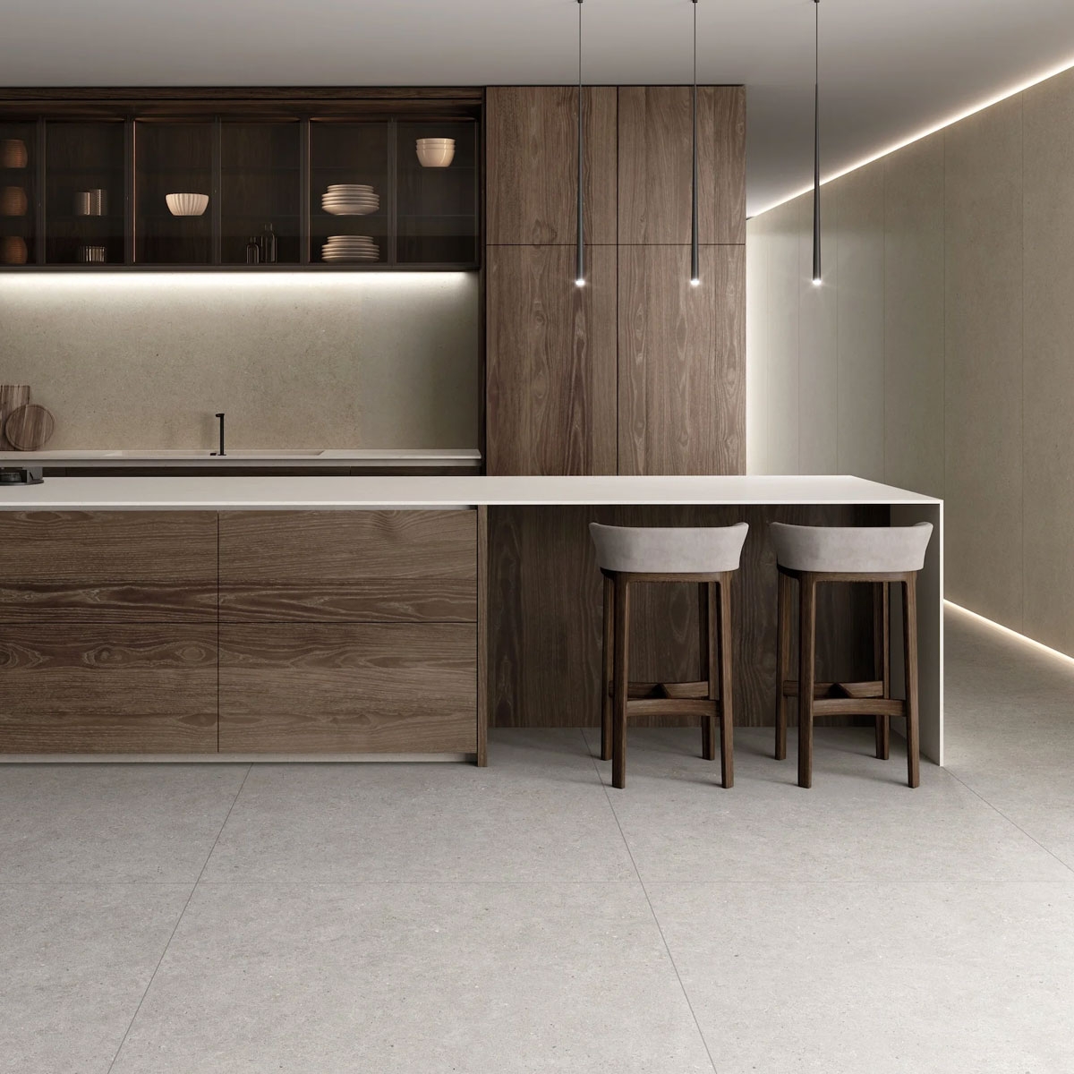 Interior con pavimento Somport Light 120x120