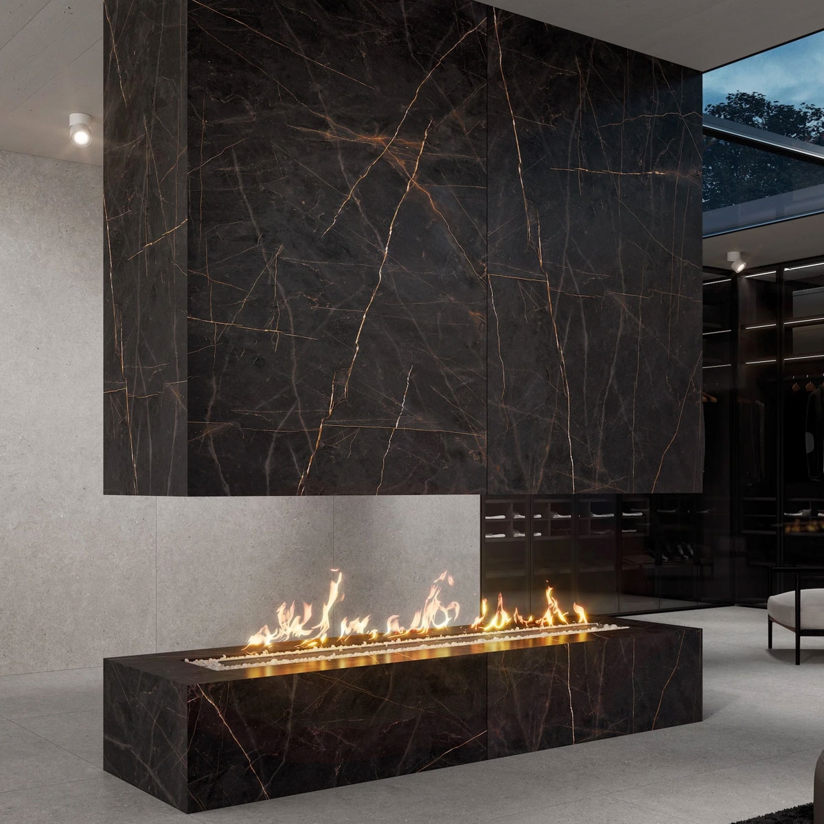 Interior con pavimento Somport Grey 120x120 (Caja 1.44m2)