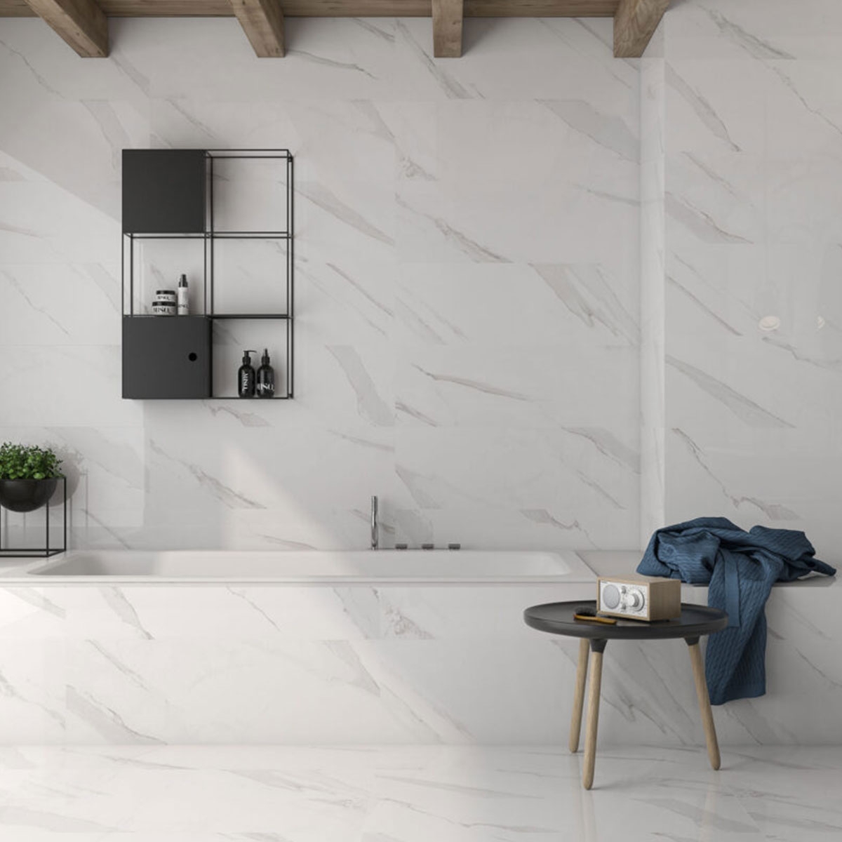 Baño con Revestimiento Asaro Blanco 30x90