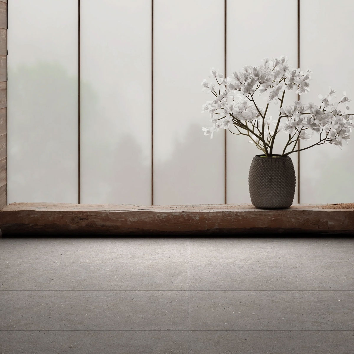 Interior con pavimento Somport Grey 60x120