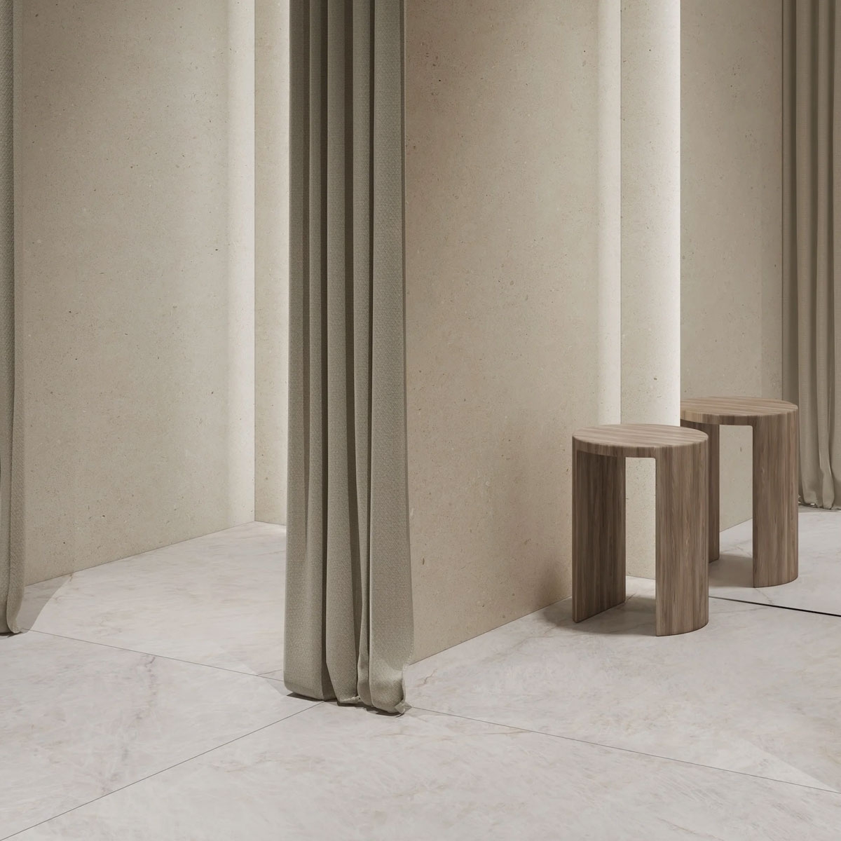 Interior con revestimiento Somport Sand 60x120