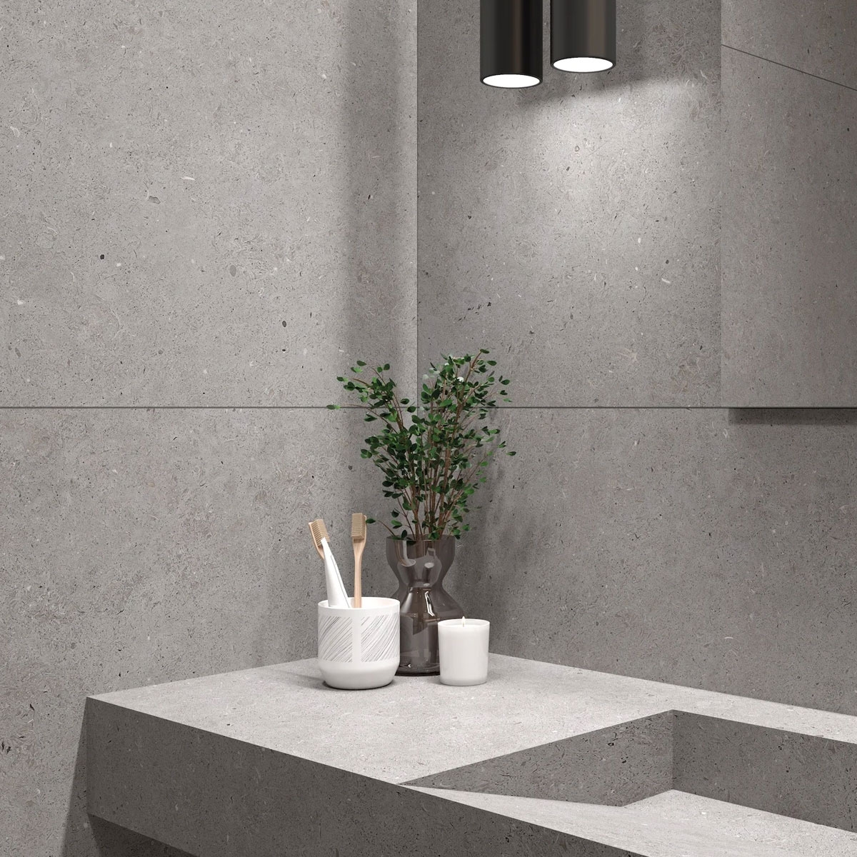 Baño con revestimiento Somport Grey 90x90