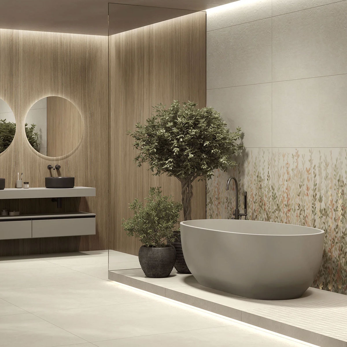 Baño con revestimiento Sunset Desert 60x120 (Caja 1.44m2)