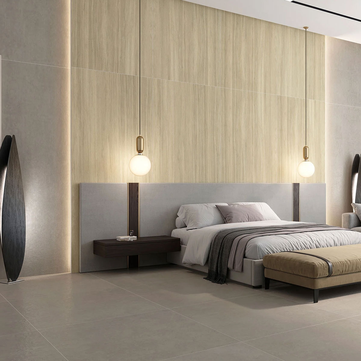 Interior con pavimento Sunset Mist 120x120