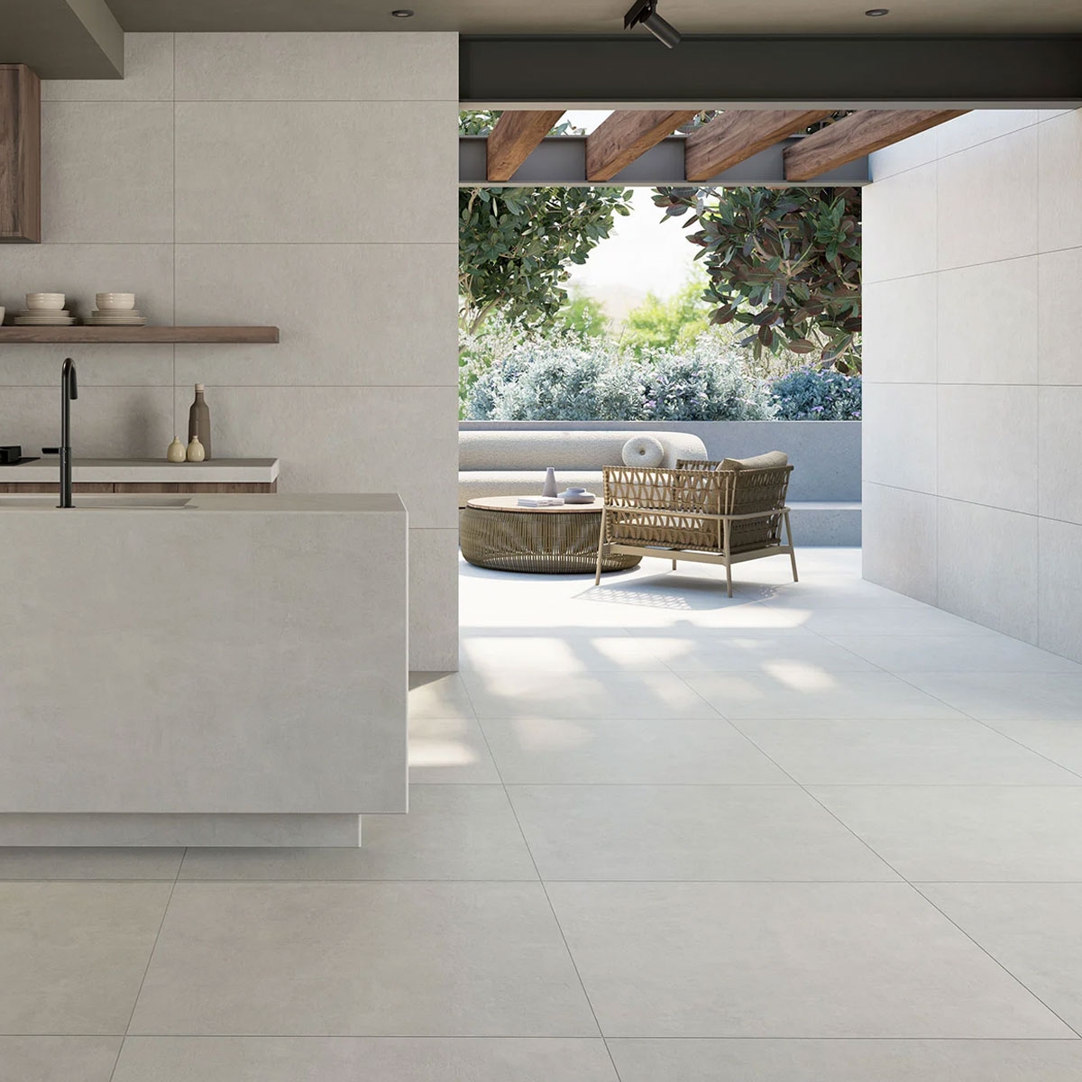 Exterior con pavimento Sunset Desert Antideslizante 120x120 (Caja 1.44m2)