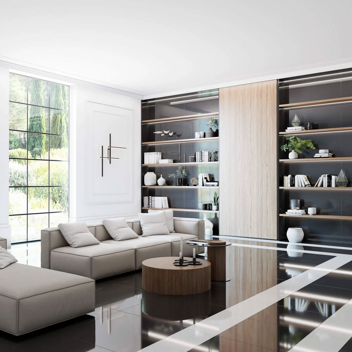 Interior con pavimento Super Blanco 30x60