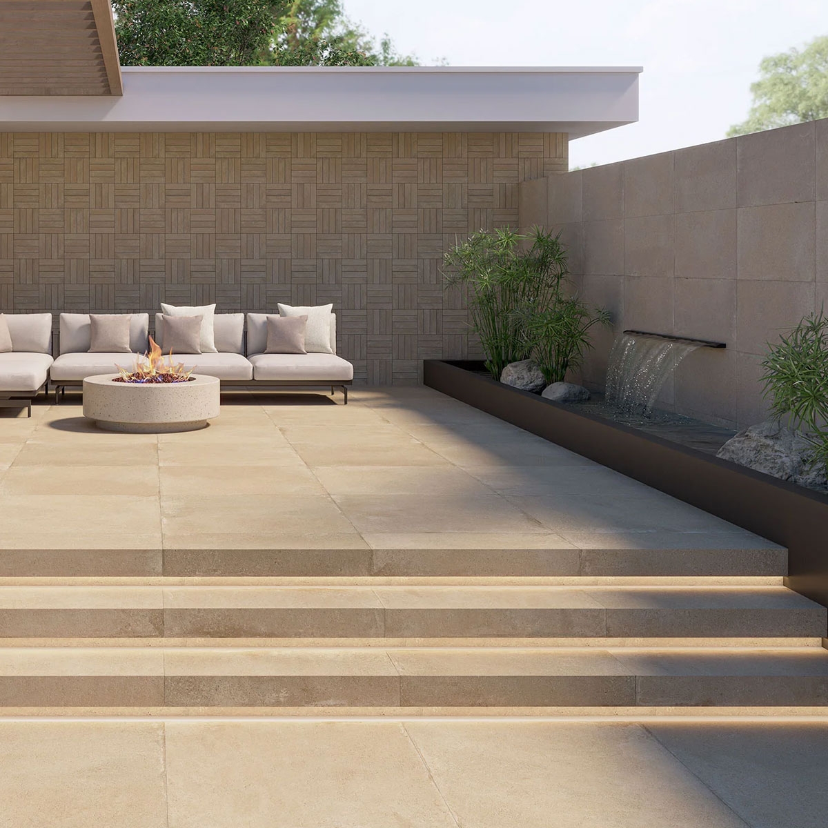 Exterior con pavimento Terramar Bone Antideslizante 90x90