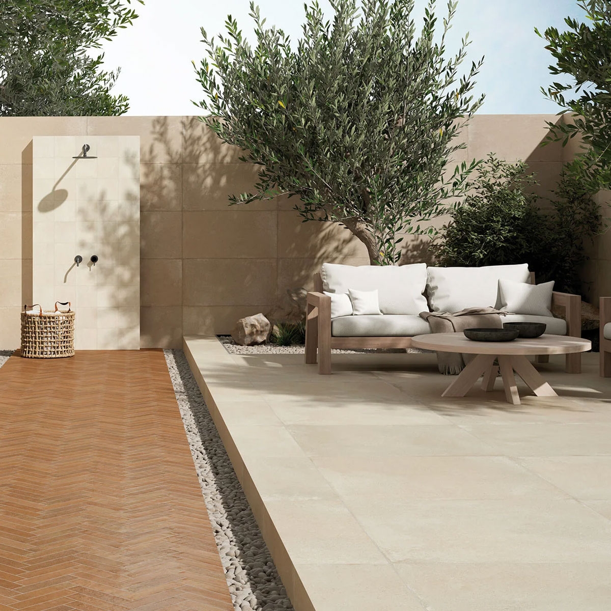 Exterior con revestimiento Terramar Bone Antideslizante 60x120