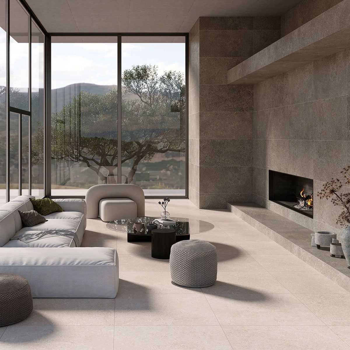 Interior con revestimiento Tibet Olive 60x120