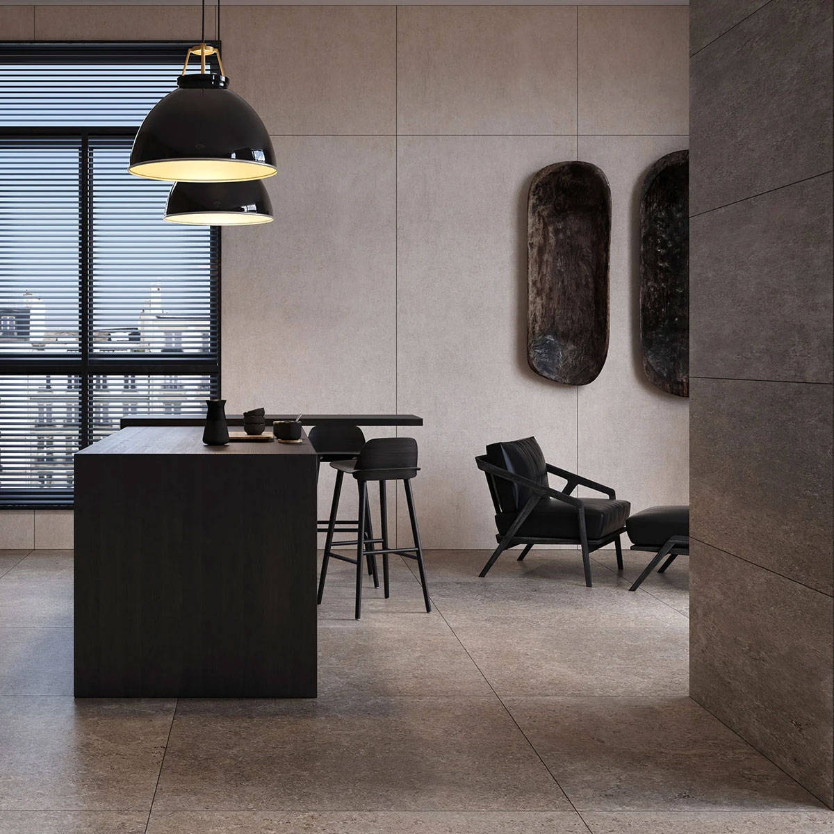 Interior con revestimiento Tibet Olive 60x120 (Caja 1.44m2)